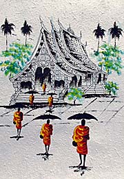 Monks on their way to Wat Xieng Thong by Asienreisender